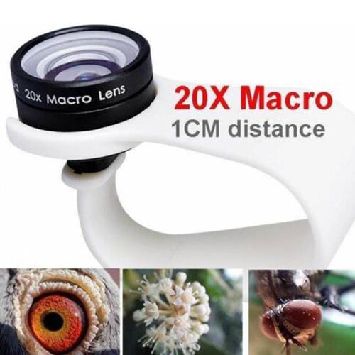 Mobile Phone Macro Lens 20X Super Cellphone Macro Lenses for Huawei xiaomi iPhone 6 7 8 10 Samsung Only Use 1cm Distance