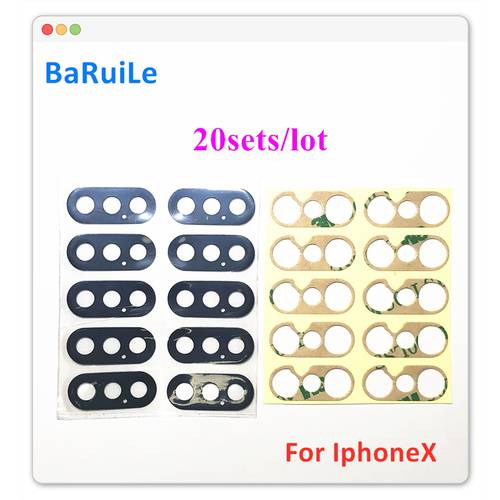 BaRuiLe 20Sets Back Camera Glass for iPhone 7 6 6S 8 Plus X XR XS Max 7Plus Rear Camera Lens with 3M Sticker Adhesive Parts