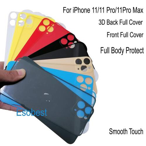 Esobest New fully body glass for iphone11 pro max 3D back glass screen protector for iphone 11 front & back film camera cover
