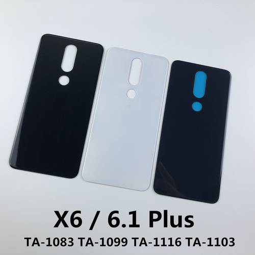 For Nokia X6 6.1 Plus TA-1083 TA-1099 TA-1116 TA-1103 Glass Housing Battery Back Cover+Sticker glue