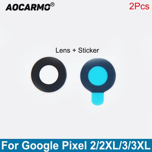 Aocarmo 2Pcs/Lot Rear Back Camera Lens Glass With Adhesive Sticker Replacement Part For Google Pixel 2 / 2XL / 3 / 3XL