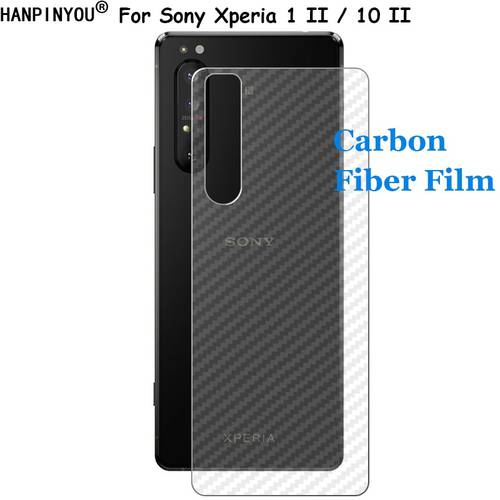 For Sony Xperia 1 II / 10 II 3D Transparent Carbon Fiber Rear Back Film Stiker Screen Protector (Not Tempered Glass)