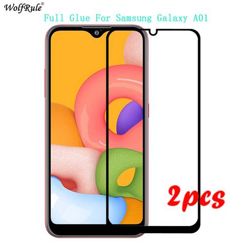2PCS Tempered Glass For Samsung Galaxy A01 Glass Full Glue Screen Protector For Samsung A01 Protective Glass Samsung A01 A015F