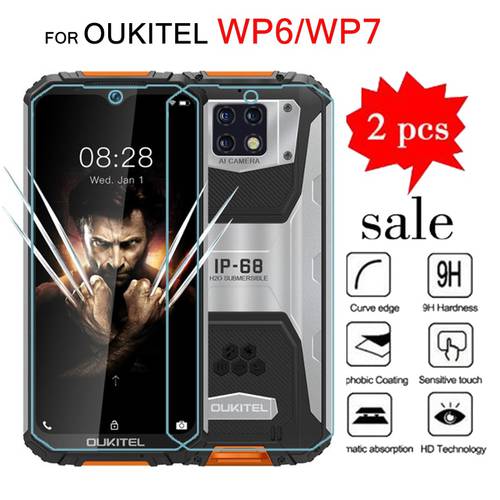 2-1pcs 9H 2.5D Tempering Glass For Oukitel WP7 WP6 Cover Smartphone Front Screen Protector Scratch Proof LCD Film