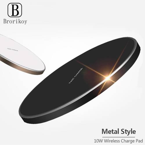 10W Wireless Charger Ultra-thin Metal Pad Fast Charging LED Breathing Light for iPhone 11 12 13 Samsung Xiaomi Wireless Charging