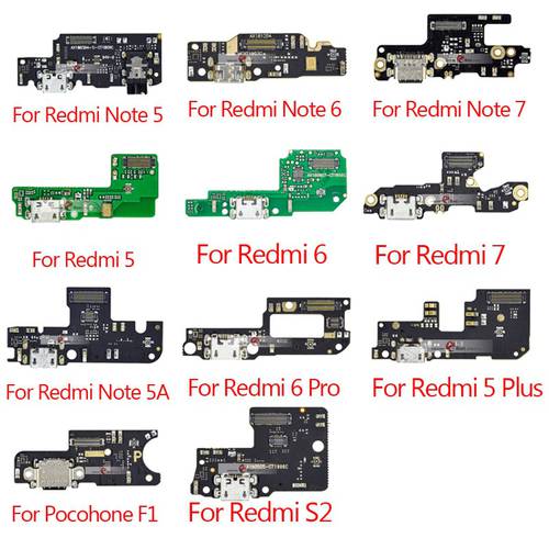 1pcs USB Charging Port Connector Flex Cable With Microphone Mic For XiaoMi PocoPhone F1 Redmi Note 7 6 5 Pro Plus 7A 6A S2