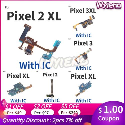 Wyieno For HTC Google Pixel 2XL XL 2 3 3XL 3A 4 4XL Charger Port Board USB Charging Connector Flex Cable Plug +Tracking