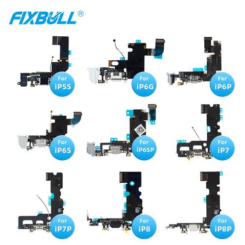 FIXBULL Charger Charging Port Dock Connector Flex Cable For iPhone 5S 6 6S 7 8 Plus Microphone Headphone Audio Jack Repair Parts