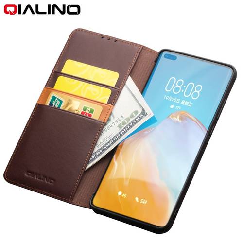 QIALINO Ultrathin Fashion Card Slot Flip Case for Huawei P40/P40 Pro Luxury Genuine Leather Wallet Phone Cover for Huawei P30pro