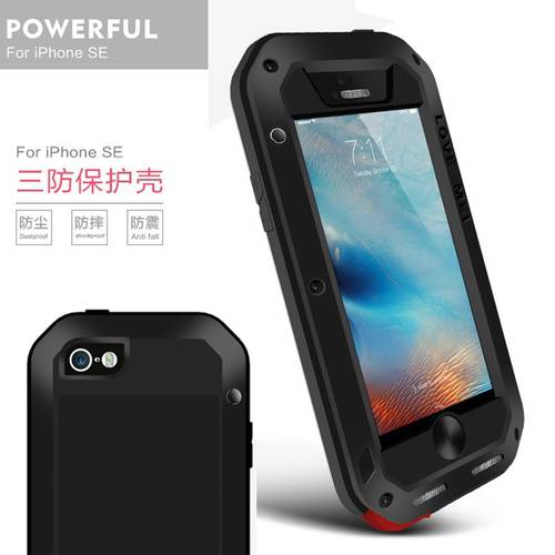 LOVEMEI Dirt-resistant Anti-knock Metal Aluminum Cases Cover with Gorilla Glass for iPhone 5/5S/SE Heavy Duty Protection Cases