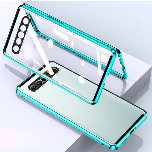Magnetic Adsorption Case for Meizu 17 Pro Cover Double-Sided Tempered Glass + Metal Frame Bumper Phone Cases for Meizu 17 5G