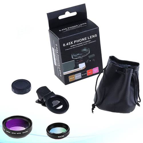 Phone Lens Universal Clip Mobile Phone Lens Wide Angle Microspur Two-In-One Phone Lens (37MM 0.45X 49UV)