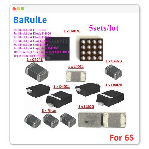 BaRuiLe 5sets(55pcs) for iPhone 6s Backlight Circuit Repair Kit With IC U4020 Coil L4020 Diode D4020 Capacitors & Filters