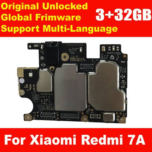 100% Original Global Firmware MIUI Mainboard For Xiaomi Redmi 7A Motherboard Full Chips Board Circuits Card Fee Plate Flex Cable