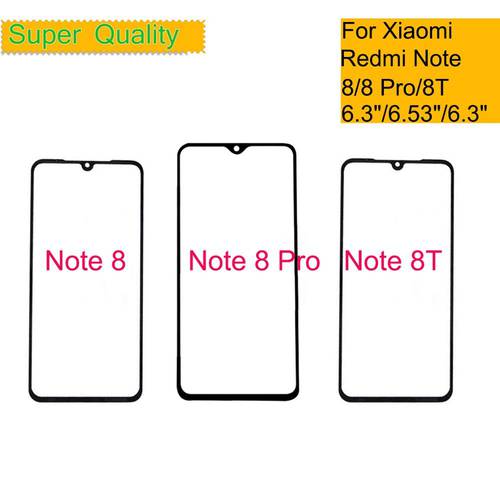10Pcs/Lot For Xiaomi Redmi Note 8 Pro Touch Screen Panel Front Outer Glass Lens For REDMI NOTE 8T LCD Front Glass Panel With OCA