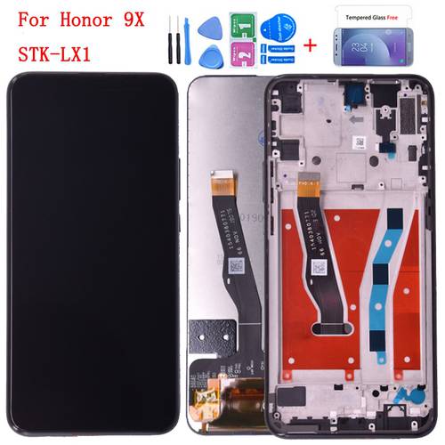 6.59‘’ Original For Huawei Honor 9X Global Premium LCD Display Touch Screen 10 touch Digitizer Assembly Frame STK-LX1 lcd