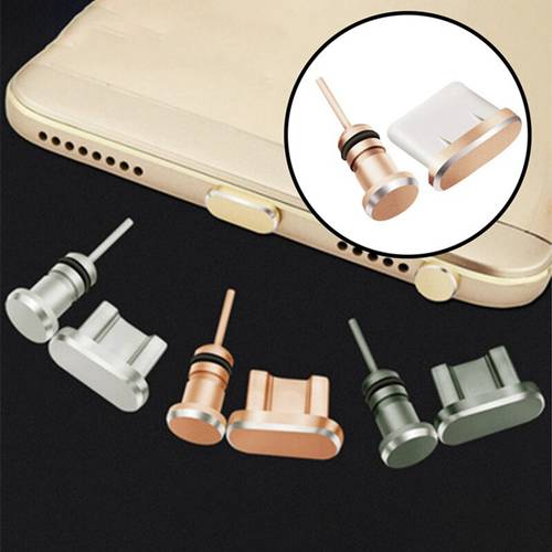 Metal Micro USB Charging Port + Earphone Port Dust Plug Android Mobile Phone 3.5mm Headset Stopper Retrieve Card Pin