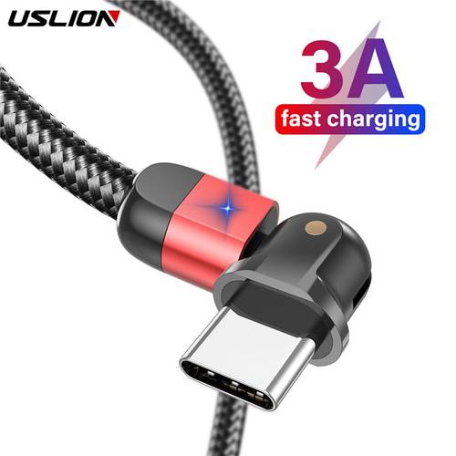 USLION 180° Rotate USB Type C Cable for Samsung Huawei Xiaomi 3A Fast Charging USB C Wire type-c Mobile Phone Date Cable Charger