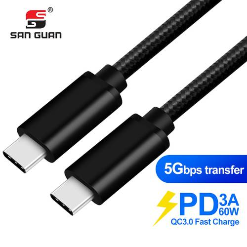3M 10ft USB-C Type Cable PD 3A 60W Quick Charge USB Type C Cord USB-C Charger 5GB Data for Samsung Galaxy S20 Redmi Note8 Mac