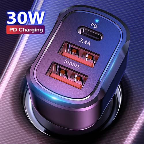 30W PD USB C Car Charger Quick Charge 4.0 3.0 QC4.0 QC3.0 Phone Charger Type C Fast Charging For iPhone 13 Xiaomi Huawei Samsung
