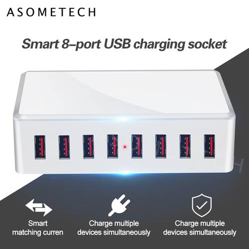 40W 8Ports USB Charger Adapter HUB Charging Station Socket Phone Charger For iPhone 6 7 8 Samsung Xiaomi Huawei US EU UK AU Plug