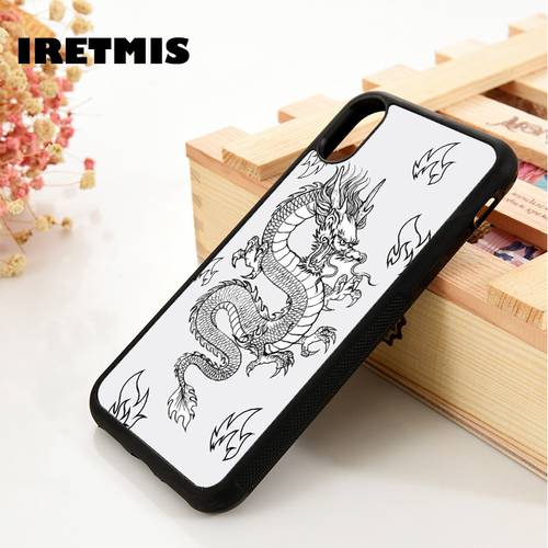 Iretmis 5 5S SE 6 6S TPU Silicone Rubber phone case cover for iPhone 7 8 plus X Xs 11 Pro Max XR Dragon tattoo