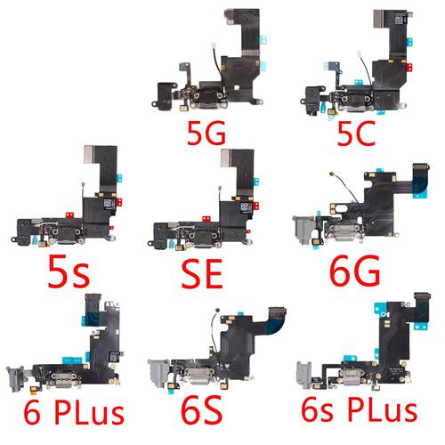 For iPhone 6G 6 6S Plus 5G 5C 5S SE Charging Port Dock Connector Headphone Audio Jack+ Microphone Flex Cable Replacement