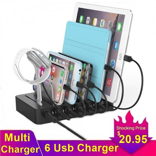 Tongdaytech 78W 6 Port Multi USB Charger Carregador Quick Charge 3.0 Fast Charger Dock Station For IPhone X 11 Pro Samsung S10