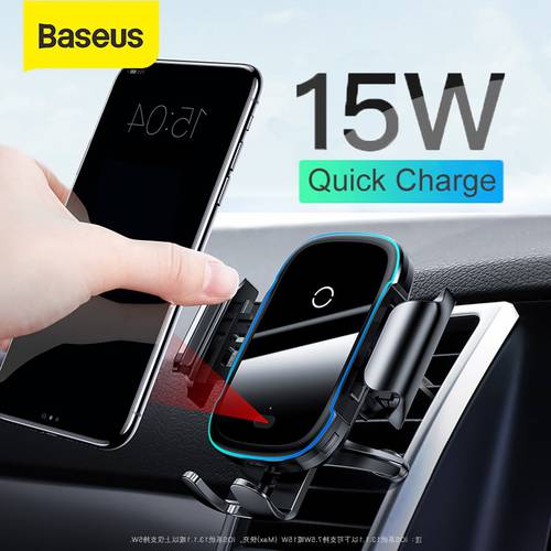 Baseus 15W Qi Car Wireless Charger Car Phone Vehicle Holder Electric Holder Wireless Quick Charger For iPhone X XS 8 Samsung S9