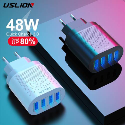 USLION 48W Quick Charge QC 3.0 USB Universal Mobile Phone Charger Wall Fast Charging Adapter For iPhone Samsung Huawei Xiaomi 12