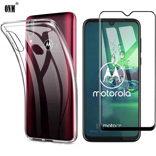 2-in-1 Glass + 360 Full Cover Case for Motorola Moto G8 Power Lite Silicone Case Back Cover Moto G8 Plus Play Screen Protector