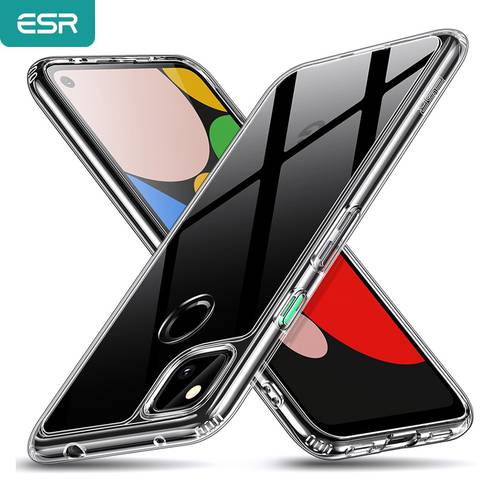 ESR Clear Case for Google Pixel 4a 3a Pixel 4 4 XL Original Back Cover Tempered Glass/Soft TPU Case Transparent/Black Case