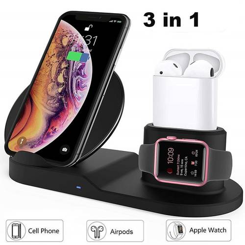 AU UK wall charger QI 3 in 1 wireless charger Stand for iPhone 12 11 Airpods Apple Watch Charger Quick Charging For Apple Watch