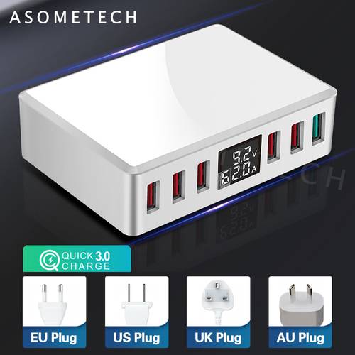 6 Ports Quick Charge 3.0 USB Charger Adapter Digital Display USB Charger Fast Phone Charger For iPhone samsung S10 xiaomi huawei