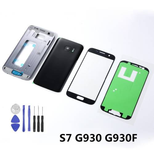For Samsung Galaxy S7 G930F Housing Metal Middle Frame Battery Back Cover Glass+LCD Display Touch Screen Sensor+Adhesive+Tools