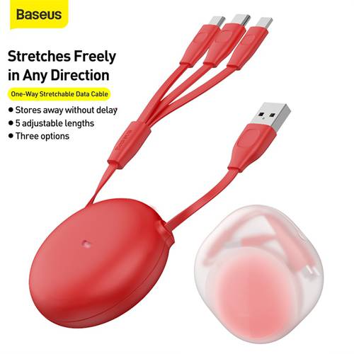 Baseus 3in1 USB Type C Cable Portable Retractable 2A USB Type C Data Cable Silicone 100cm USB Type-C Wire For Samsung For Huawei