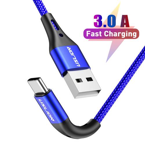USLION 3A USB Cable Type C Cable Fast Charging Cord for Samsung S10 S9 USB C Phone Charging Wire Fast Charge Data Cable