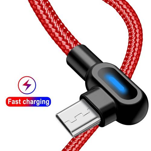 90 Degree 0.25M 1M Fast Charging Micro USB Type C Cable For Samsung S10 S9 S8 Xiaomi Huawei LG Android Microusb USB-C Charger