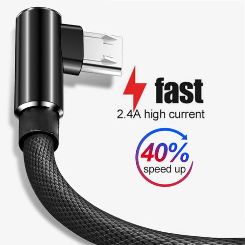 Oppselve 90 Degree Micro USB Cable Fast Charging Charger Phone Data Cord Microusb Cable For Samsung Xiaomi Huawei Type C Cable