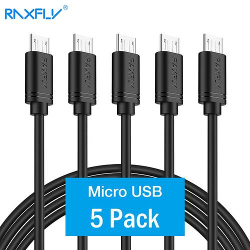 5PCS/Lot RAXFLY USB Micro Cable For Xiaomi Redmi Note 4 4X 5 Pro PVC Micro USB Cable For Samsung S7 S6 S5 Microusb Charging Wire