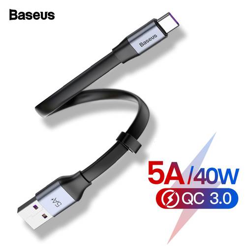 Baseus USB C Cable USB For Type C 40W 5A 23cm Cable For Huawei P30 P20 Mate 30 20 Pro Fast Charge Charging Data Cable For Xiaomi