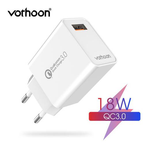 Vothoon Quick Charge 3.0 QC 18W USB Charger For Samsung S10 Xiaomi Redmi Note 8 Pro QC3.0 Fast Charging USB Wall Phone Charger