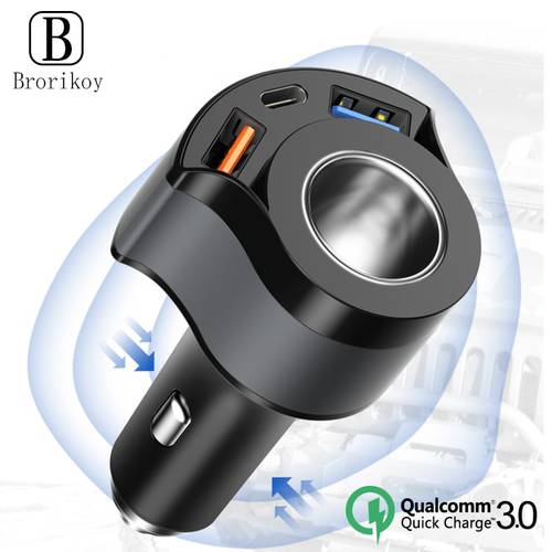 Quick Charge 3.0 USB Cigarette Lighter Car Charger for iPhone Huawei Xiaomi QC3.0 Automatic Type-C PC USB-C Fast Car Charging