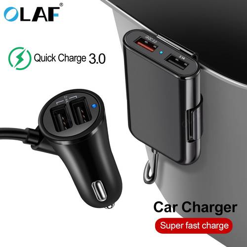 60W 8A Front / Back Seat 4 Port USB Quick Charge 3.0 Car Charger For iPhone Huawei Fast Phone Charger For Xiaomi Samsung Charge
