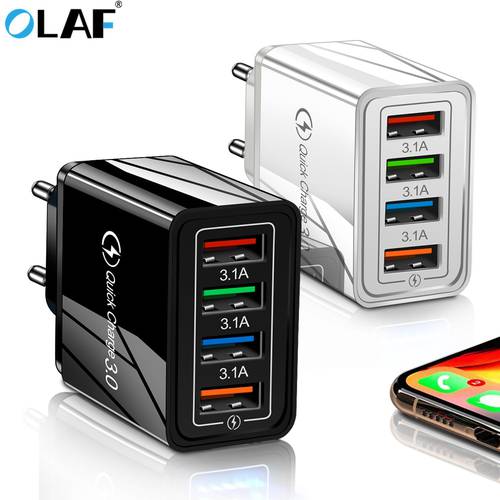 Olaf USB Charger Quick Charge 3.0 4 Ports USB Phone Charger For iphone Samsung Xiaomi Fast Charging QC 3.0 Charger Wall Adapter