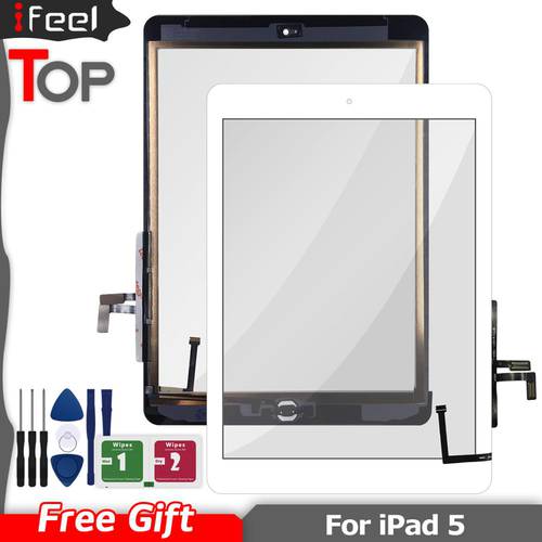 For iPad Air 1 iPad 5 A1474 A1475 A1476 Touch Screen Digitizer with Button Front Glass Display Touch Panel Replacement