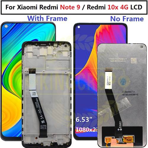Original Display For Xiaomi Redmi Note 9 lcd For redmi 10x LCD Touch Screen Digitizer with frame For Redmi Note9 Display Screen