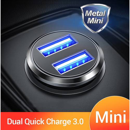4.8A Dual USB Car Charger USB Fast Charger Mini Metal Charger For iPhone Huawei Xiaomi Samsung Led Light Display