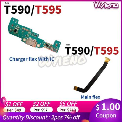 Wyieno For Samsung Galaxy Tab A 10.5 T590 T595 USB Dock Charging Port Charger Mainboard Main Connect LCD Flex Cable Board