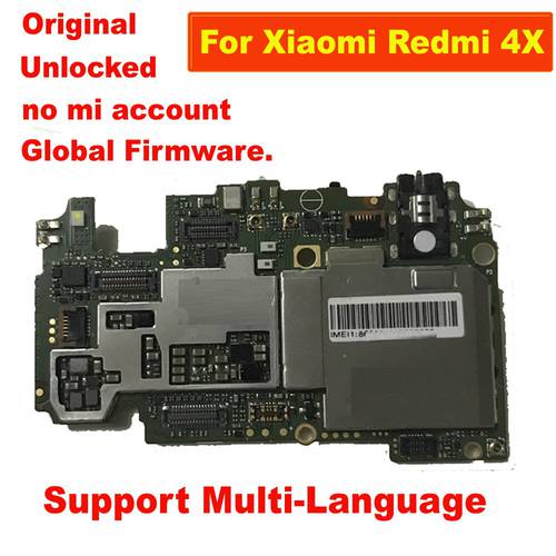 Original Unlock For Xiaomi Redmi 4X Mainboard Electronic Panel Motherboard flex Circuits Fee Cable Global FirmWare